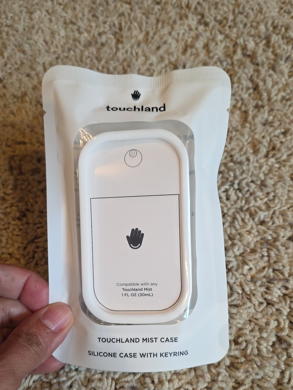Touchland White Silicone Mist Case with Keyring - Protective Carrying Sleeve